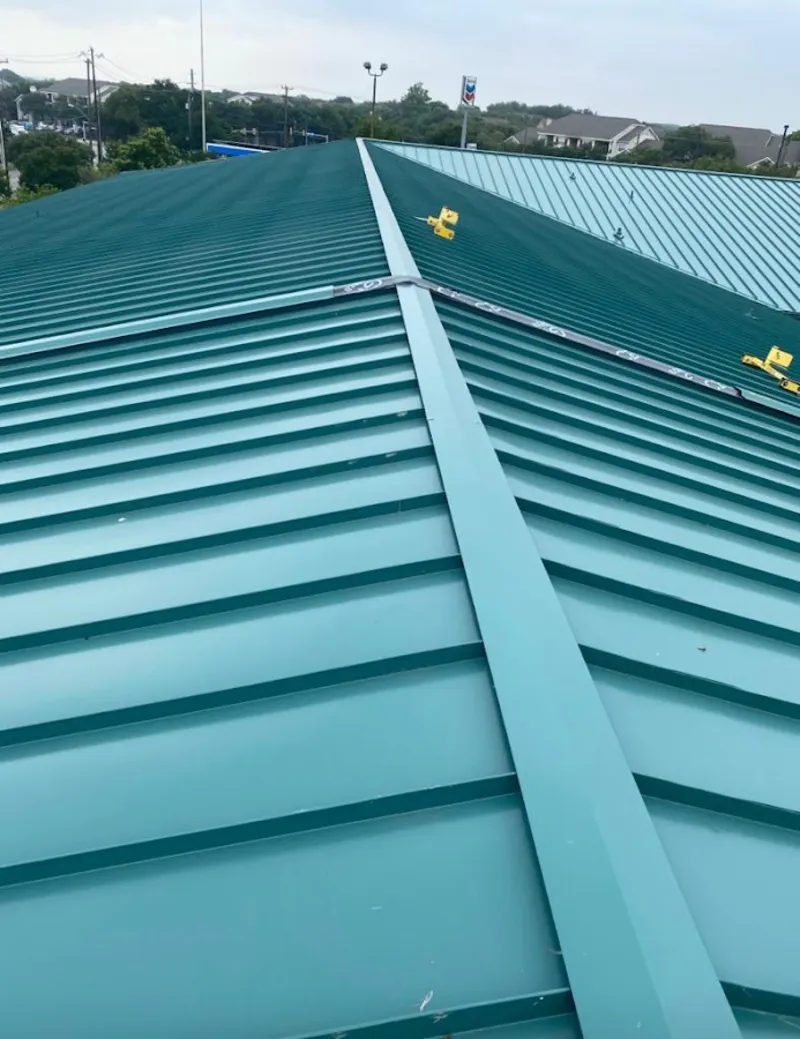 Green commercial metal roof ridge and valley for Metal Roof Repair in Lauderdale Lakes